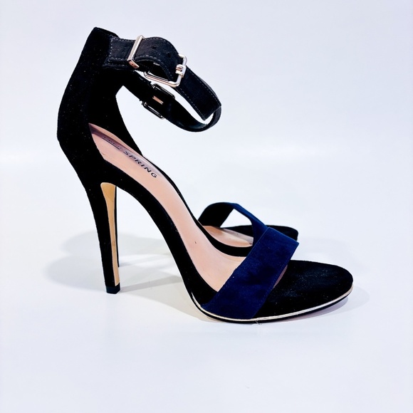 CALL IT SPRING – Black & blue faux suede high heel sandals | Size 6.5 * - Picture 5 of 9